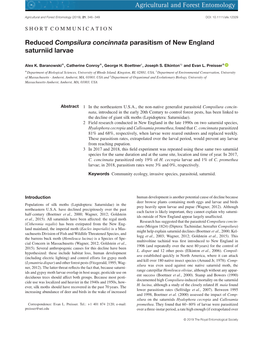 Reduced Compsilura Concinnata Parasitism of New England Saturniid Larvae