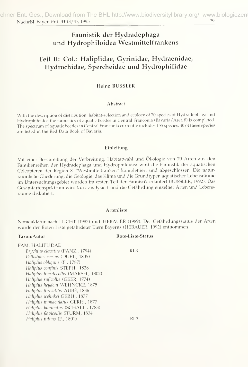 Nachrichtenblatt Der Bayerischen Entomologen