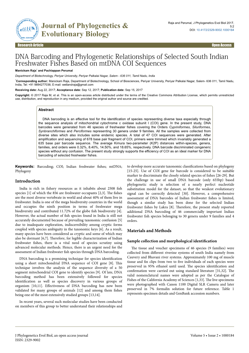 DNA Barcoding and Phylogenetic Relationships of Selected South