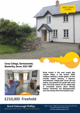 Carey Cottage, Germansweek, Beaworthy, Devon, EX21 5BP