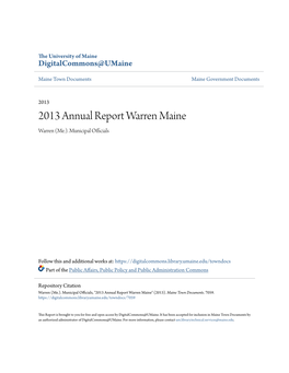 2013 Annual Report Warren Maine Warren (Me.)