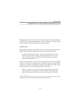 Overview of the Posse Comitatus Act