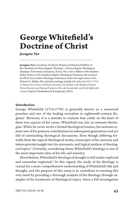 George Whitefield's Doctrine of Christ