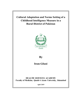 Cultural Adaptation and Norms Setting of a Childhood Intelligence Measure in a Rural District of Pakistan