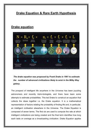 Drake Equation & Rare Earth Hypothesis Drake Equation