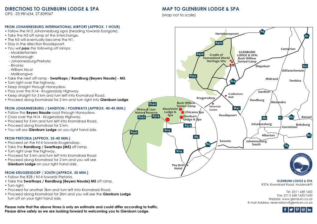 Directions to Glenburn Lodge &