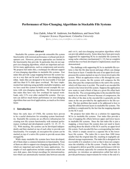 Performance of Size-Changing Algorithms in Stackable File Systems