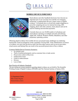 Mobile Devices Forensics Summary