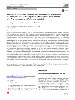 Drepanocladus Longifolius As a Case Study