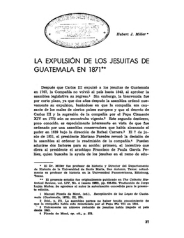 La Expulsión De Los Jesuitas De Guatemala En 1871 **