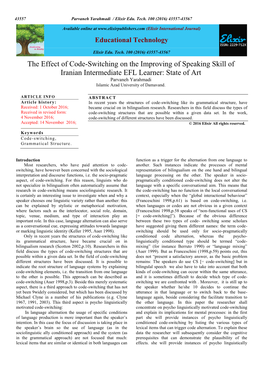 The Effect of Code-Switching on the Improving of Speaking Skill Of