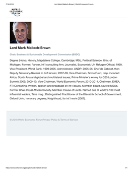 Lord Mark Malloch-Brown | World Economic Forum