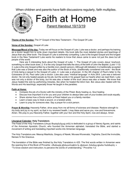 Faith at Home Parent Handout 10/13/19