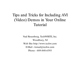 Tips and Tricks for Including AVI in Online Turorials