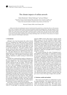 The Climate Impacts of Sulfate Aerosols