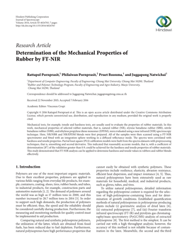 Determination of the Mechanical Properties of Rubber by FT-NIR