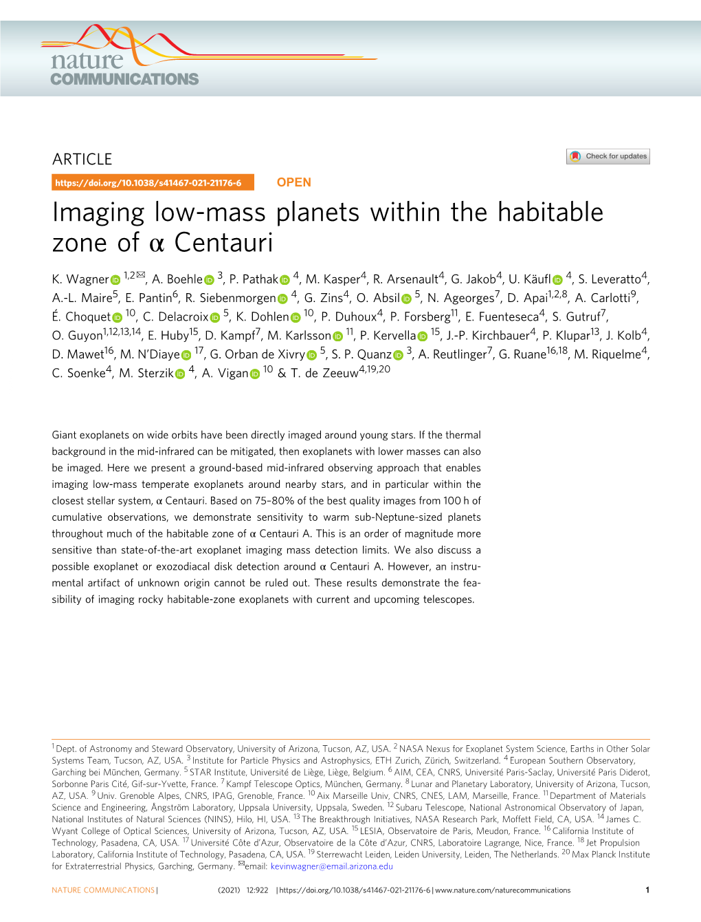 Imaging Low-Mass Planets Within the Habitable Zone of Î± Centauri