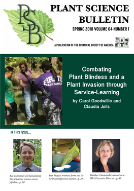 Plant Science Bulletin Spring 2018 Volume 64 Number 1