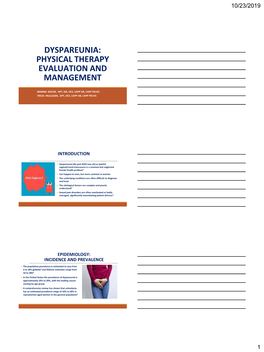 Dyspareunia: Physical Therapy Evaluation and Management