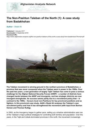 The Non-Pashtun Taleban of the North (1): a Case Study from Badakhshan