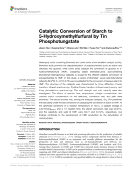 Catalytic Conversion of Starch to 5-Hydroxymethylfurfural by Tin Phosphotungstate