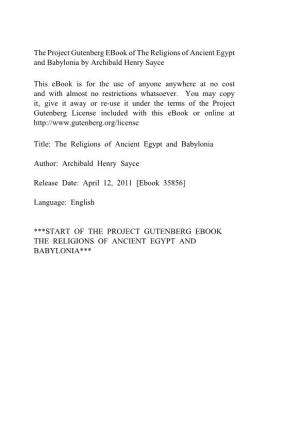 The Religions of Ancient Egypt and Babylonia by Archibald Henry Sayce