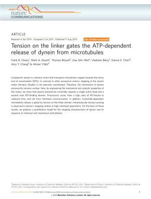 Tension on the Linker Gates the ATP-Dependent Release of Dynein from Microtubules