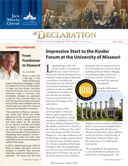 Impressive Start to the Kinder Forum at the University of Missouri