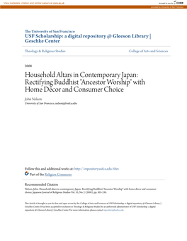 Household Altars in Contemporary Japan: Rectifying Buddhist "Ancestor Worship" with Home Décor and Consumer Choice