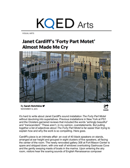 It's Hard to Write About Janet Cardiff's Sound