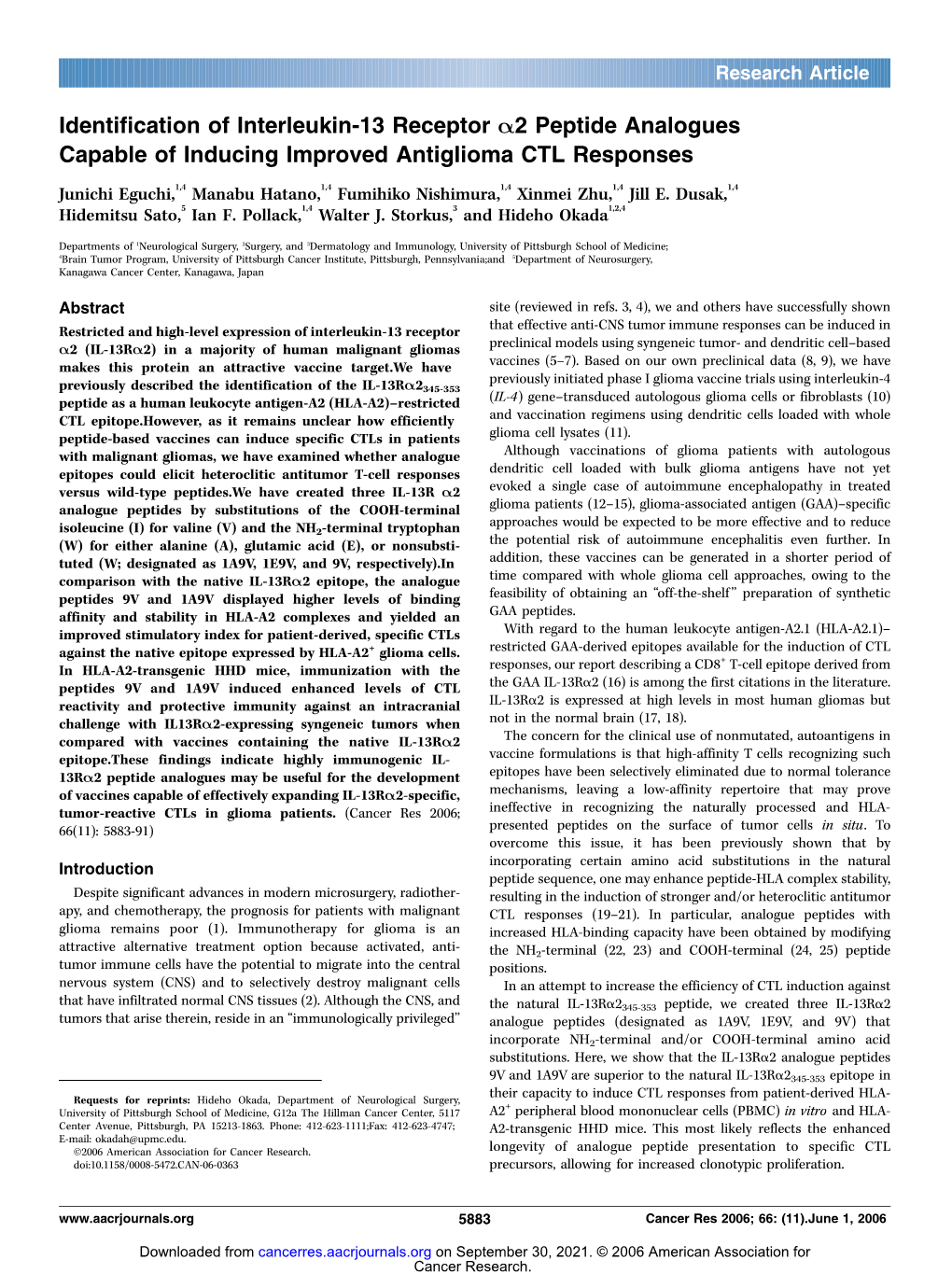 Identification of Interleukin-13 Receptor A2 Peptide Analogues Capable of Inducing Improved Antiglioma CTL Responses