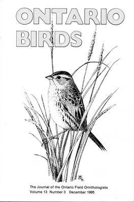 The Journal of the Ontario Field Ornithologists Volume 13 Number 3 December 1995 Ontario Field Ornithologists
