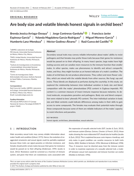 Are Body Size and Volatile Blends Honest Signals in Orchid Bees?