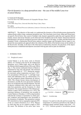 Fluvial Dynamics in a Deep Permafrost Zone – the Case of the Middle Lena River (Central Siberia)