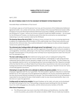 Letter to City Council American Rescue Plan Act