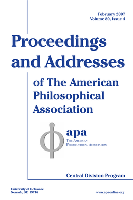 Proceedings and Addresses of the American Philosophical Association