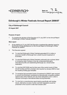 Edinburgh's Winter Festivals Annual Report 2006/07