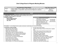 Diné College Board of Regents Meeting Minutes