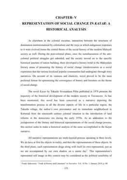 Chapter- V Representation of Social Change in Kayar: a Historical Analysis