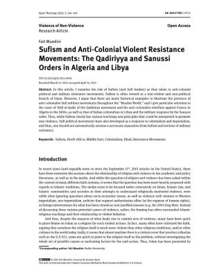 Sufism and Anti-Colonial Violent Resistance Movements: the Qadiriyya and Sanussi Orders in Algeria and Libya