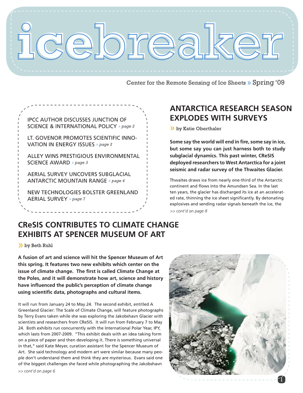 Cresis Contributes to Climate Change Exhibits at Spencer Museum of Art » by Beth Ruhl