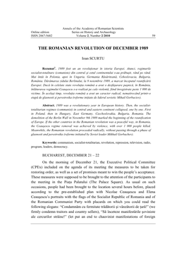 8. the Romanian Revolution of December 1989 Ioan Scurtu