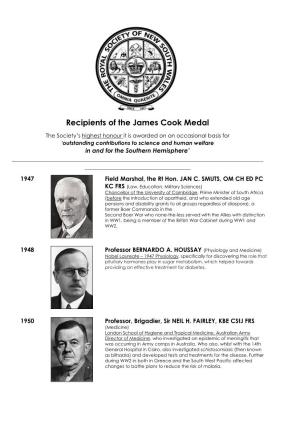 Recipients of the James Cook Medal