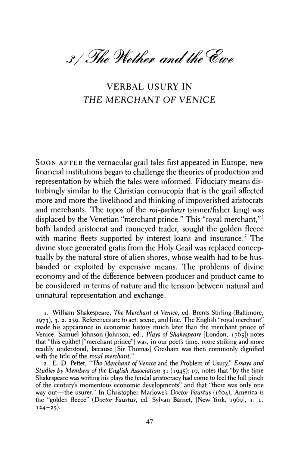 Verbal Usury in the Merchant of Venice