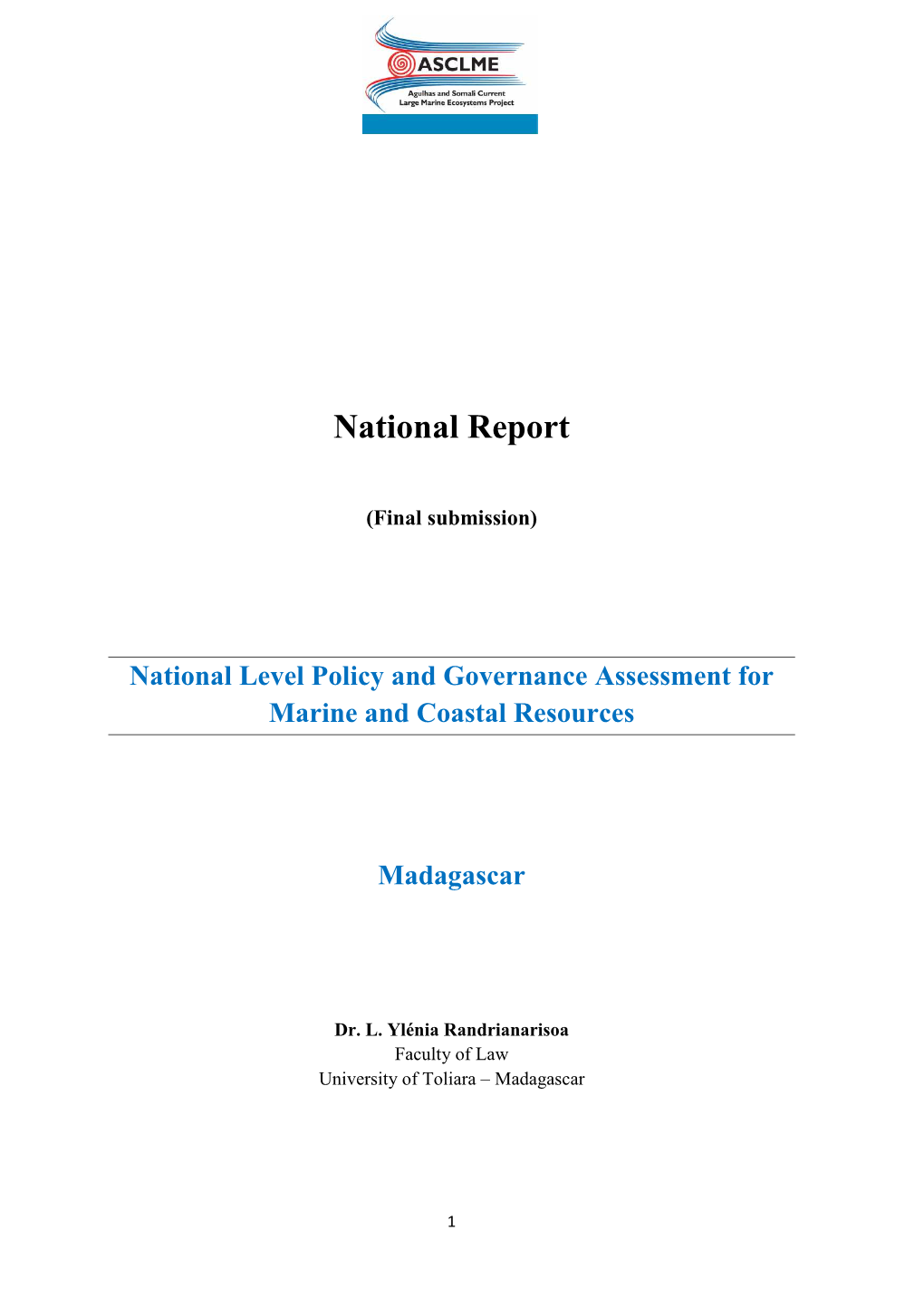[ASCLME] Policy and Governance Assessment for Marine