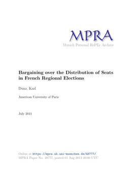 Bargaining Over the Distribution of Seats in French Regional Elections