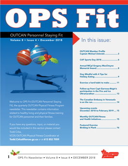 OPS Fit OUTCAN Personnel Staying Fit Volume 8 • Issue 4 • December 2018 in This Issue