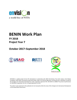 BENIN Work Plan FY 2018 Project Year 7