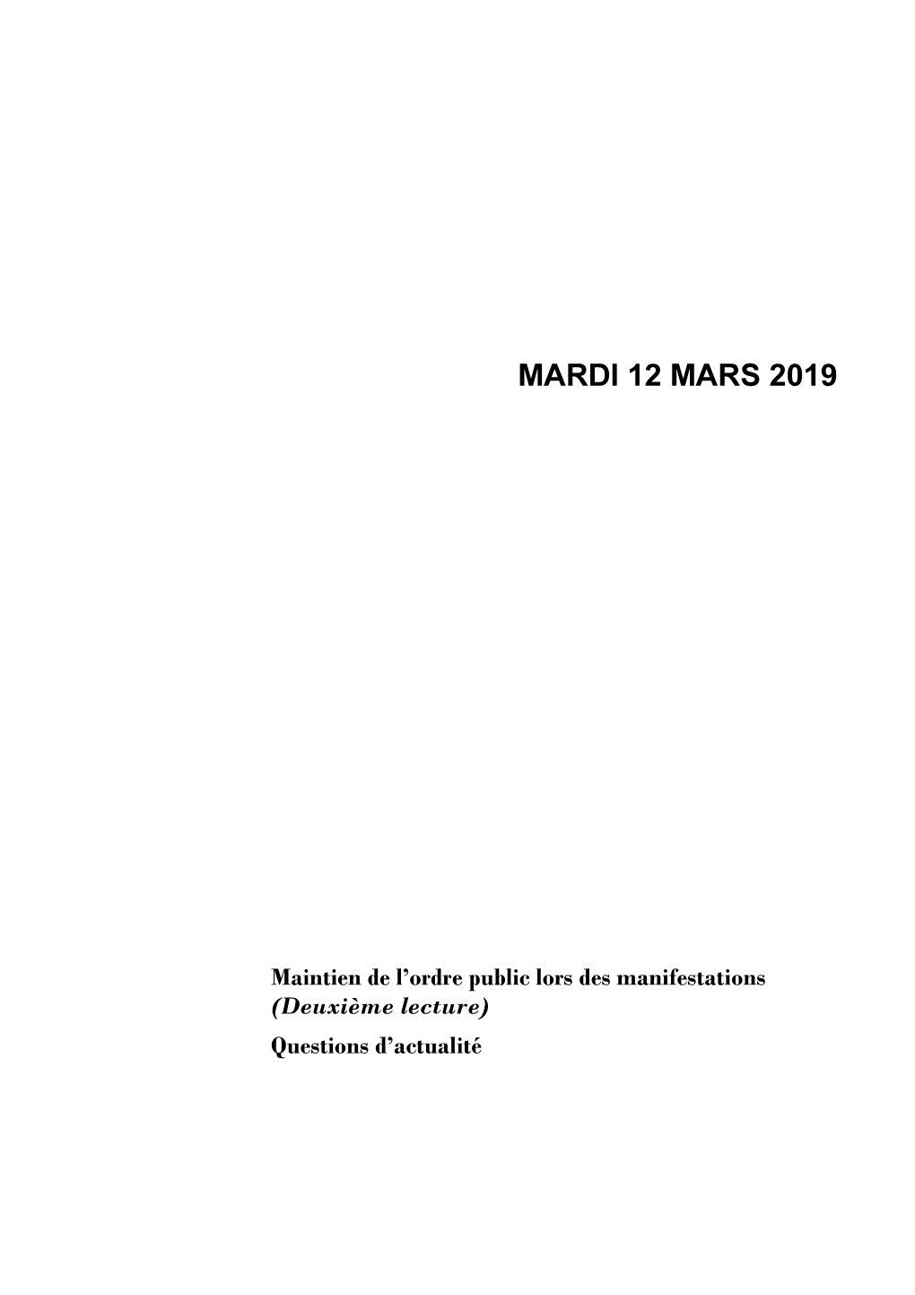 Mardi 12 Mars 2019