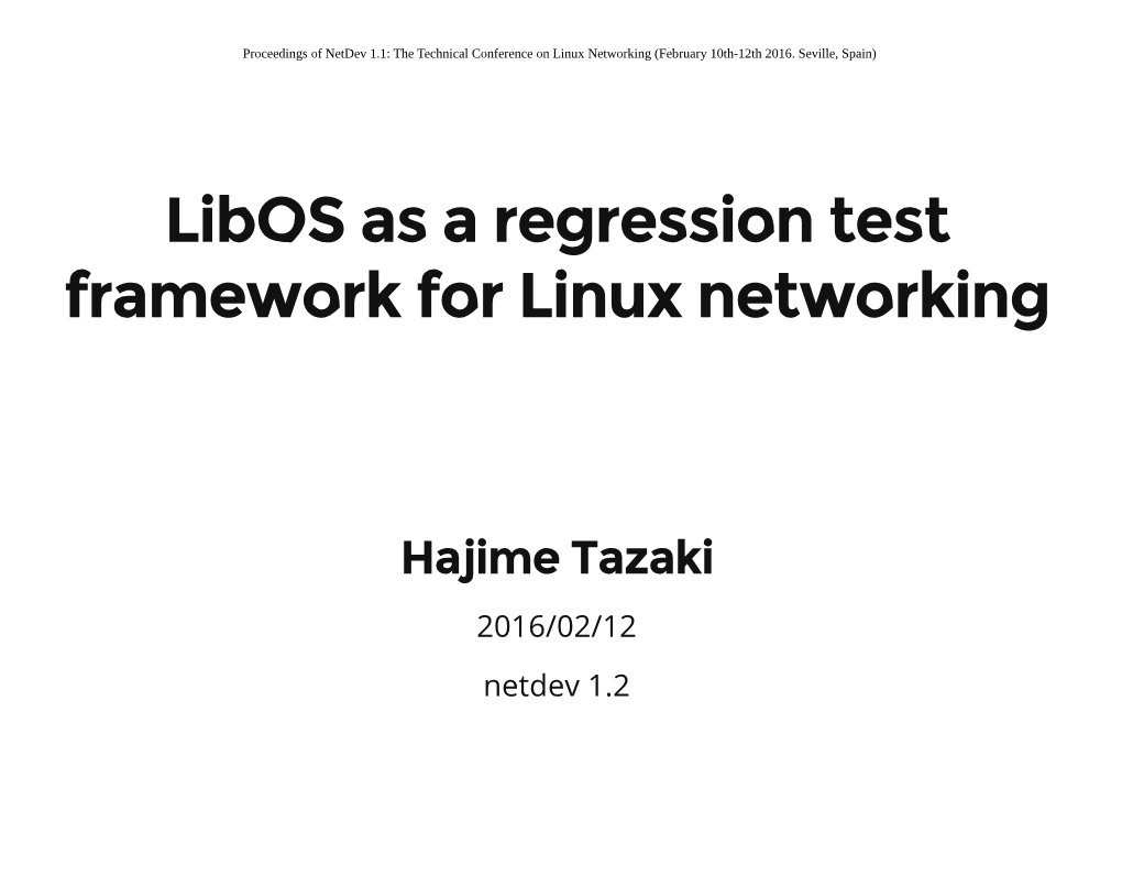 Libos As a Regression Test Framework for Linux Networking